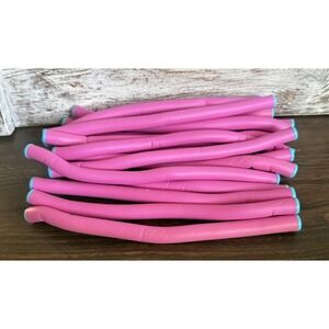 Soft Bendy Rollers Foam Hair Curlers Twist Curls Waves‎ 15 Total 8" Long Pink